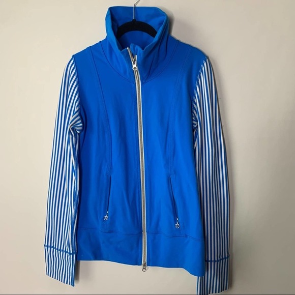 Lululemon daily yoga zip blue striped jacket sz 6 - Picture 1 of 4
